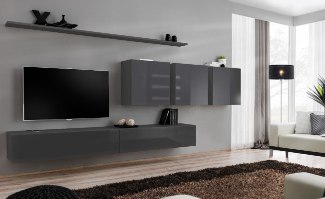 Modern gray living room wall unit designer TV stand sideboard wooden furniture cabinet wall cabinet