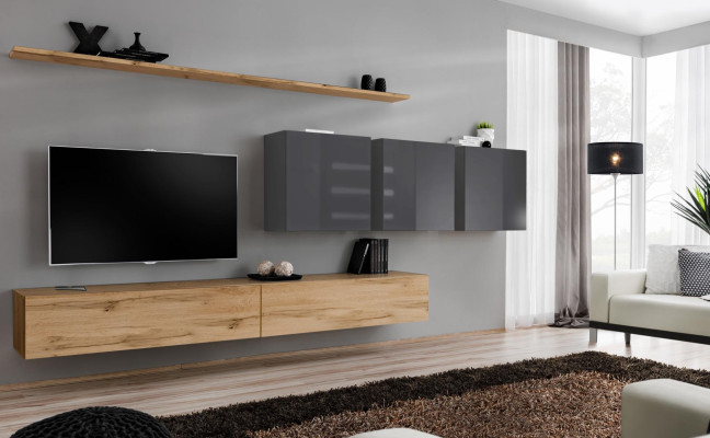 Brown wall unit living room wall cabinet wall shelf designer furniture