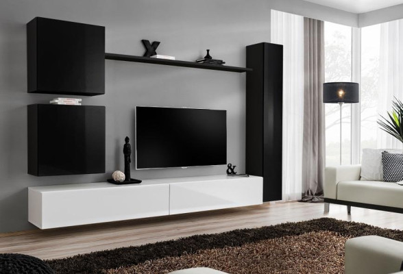 Black wall unit designer cabinet TV stand living room furniture modern new