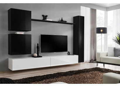 Black wall unit designer cabinet TV stand living room furniture modern new