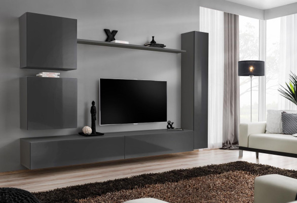 Wall unit designer furniture gray wall cabinet luxury furnishings wooden furniture modern
