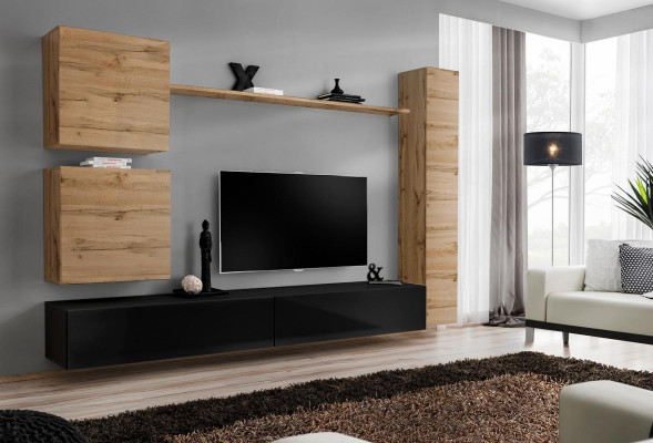 Brown wall cabinet wooden furniture designer wall shelf sideboard TV stand set