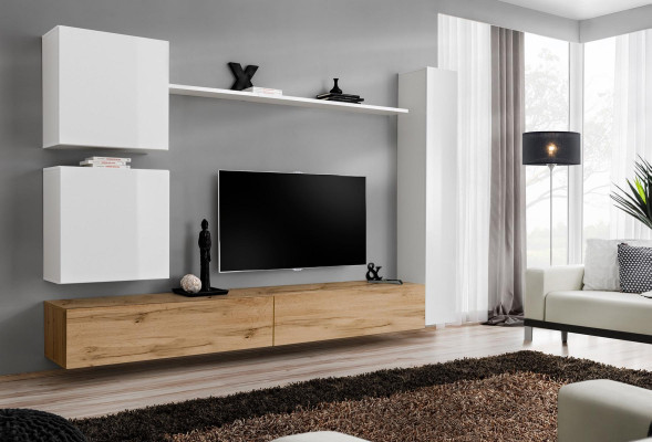 White complete set living room furniture wall unit shelf luxury wall cabinet new