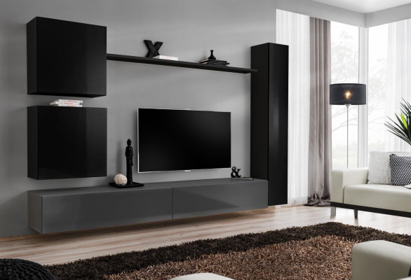 Wardrobe Living Room Furniture Wall Unit Set 6-piece Designer Wall Shelf Sideboard
