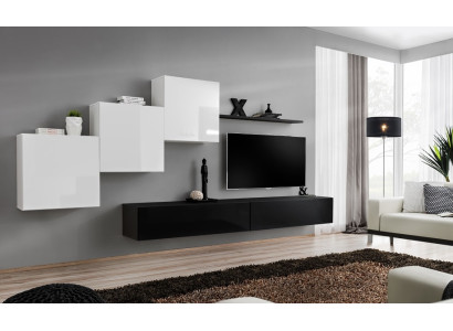 Wall unit black complete with TV stand wall shelf luxury wall cabinet design