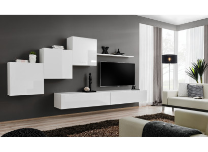 White living room wall TV stand, sideboard complete, modern living room shelves, wood new