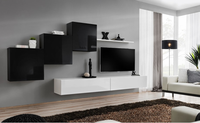 Complete designer living room 3x wall cabinets white sideboard 6-piece wall unit new
