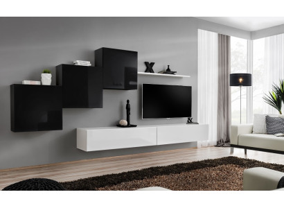 Complete designer living room 3x wall cabinets white sideboard 6-piece wall unit new