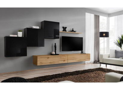 Living room wall unit brown TV stand set, living room furniture, TV stand, sideboard, wall shelf, new.