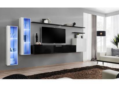 Living Room Black Set Wall Cabinet Display Cabinet Luxury Wall Units TV Stand Design New