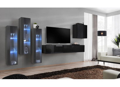 Designer wall unit furnishing wall cabinet living room furniture wood modern