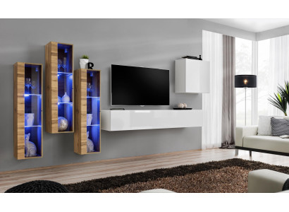 Complete set 5-piece living room wood furniture modern designer suite high gloss