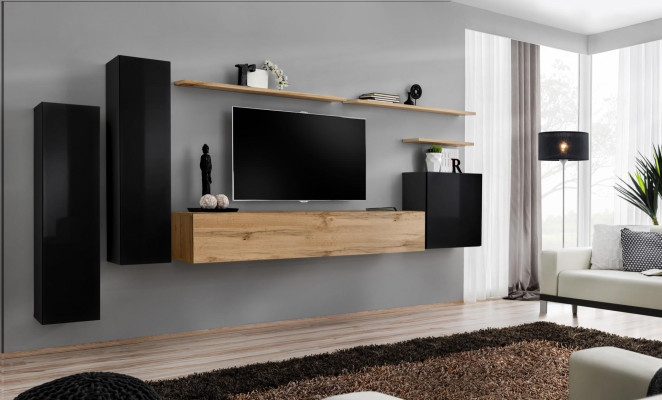 Complete 7-piece wall cabinet living room wall luxury furnishing modern furniture
