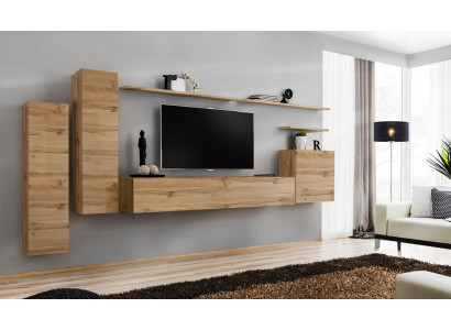 Brown wall unit living room furniture modern wall shelves designer style new TV stand