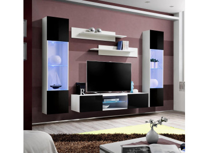 Complete wall unit TV stand, hanging display case, luxury wall shelf, high-gloss living room