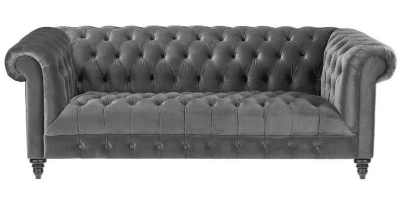 Gray three-seater fabric Chesterfield design couches upholstered sofas new creative