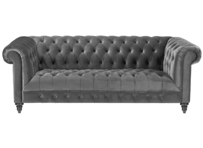 Gray three-seater fabric Chesterfield design couches upholstered sofas new creative
