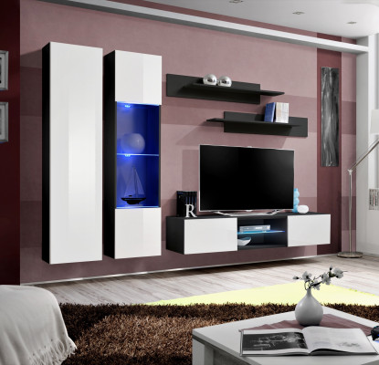 Wall unit set, 5 pieces, living room RTV shelf, modern furniture, hanging display cabinet, new wood.