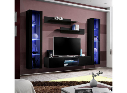 5-piece TV unit set. Black wall unit wall cabinet TV stand design new