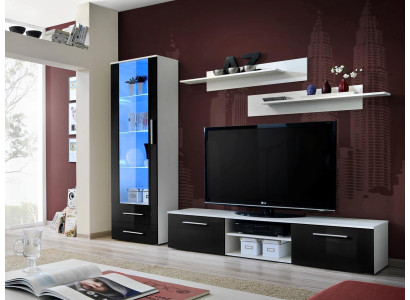 Living room furniture white wall unit sideboard TV stand cabinet high gloss shelves