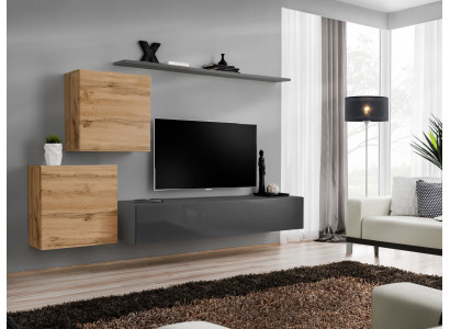 Living room furniture designer modern wall unit furnishing wall shelf gray