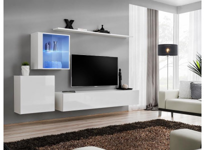 Complete set living room wall unit TV stand high gloss luxury sideboard white new designer