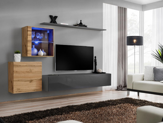 Wall Shelf Complete Set Designer Living Room Furniture Luxury Furniture Wood Decor