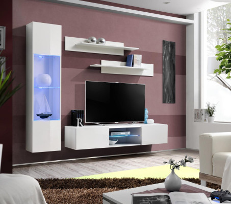 Designer living room white furnishing luxury wall unit complete set hanging display cabinet