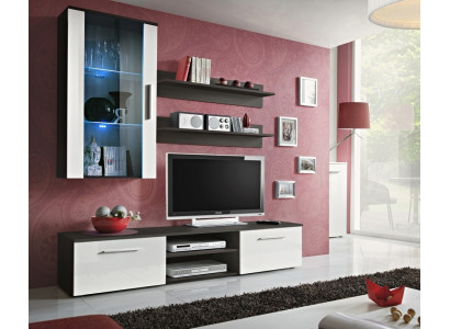 Wall unit complete 5-piece living room furniture set shelves wall cabinet TV stand