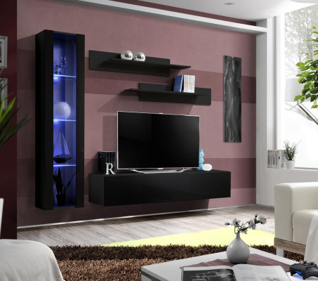Living room furniture black complete set wall unit designer hanging display cabinet furniture