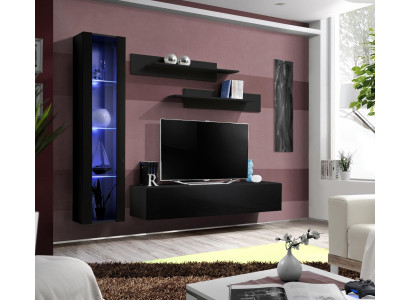 Living room furniture black complete set wall unit designer hanging display cabinet furniture