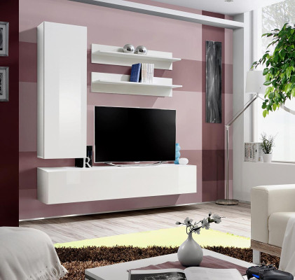 Designer furnishing white wall unit luxury wooden furniture complete wall cabinet