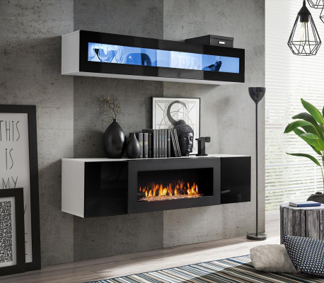 Black Hanging Cabinet Wooden Furniture High Gloss Sideboard Designer Complete Living Room Wall