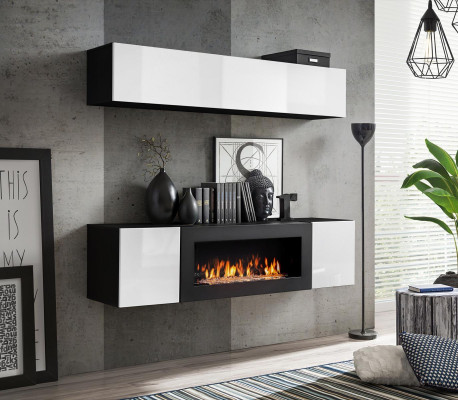 Sideboard with fireplace cabinet wall cabinet living room furniture high-gloss furnishings.