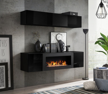 Wall unit complete 2-piece, luxury high-gloss sideboard, modern designer furnishing
