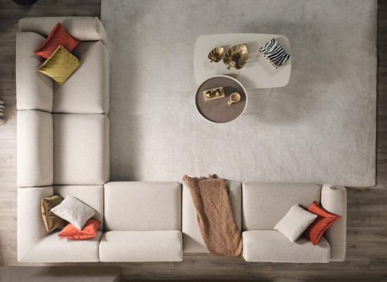 Beige living room sofa designer corner sofa L-shape luxury couch upholstered furniture