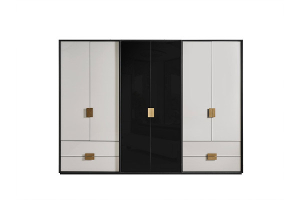 Black and White Bedroom Wardrobe Modern 6-Door Wardrobe