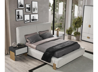 Luxurious bedroom set designer double bed 2x nightstands stylish