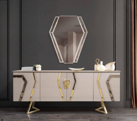 Designer white dining room set dining group dining table 4x chairs 7-piece
