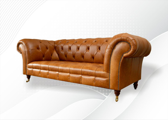 Chesterfield 3 seater couches, nut brown, modern design leather sofa, creative furniture