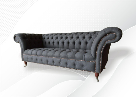 Chesterfield 3-seater Dark Gray Textile Modern Design Sofa Furniture Designer