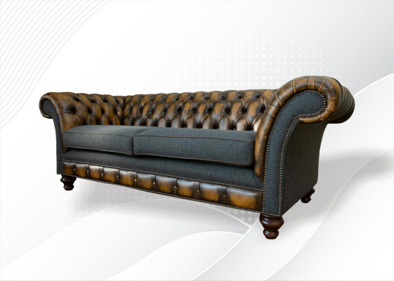Chesterfield Yellow Leather Designer Modern Design Furniture Luxury Living Room 3-Seater