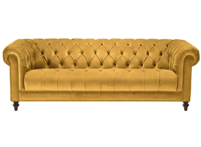 Yellow three-seater fabric living room design couches upholstered sofa sofas chesterfield