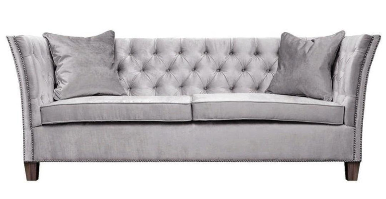 Chesterfield two-seater light gray fabric living room design upholstered sofa creative