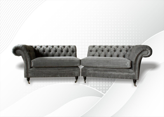 XXL Chesterfield Sofa 4-Seater Couch Upholstered Seating Suite Textile Leather