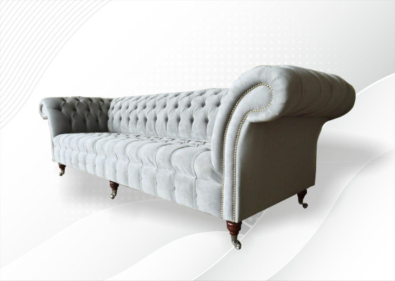 Gray big sofa couch Chesterfield 265cm upholstery sofas 4-seater leather