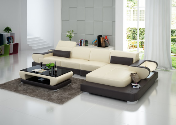 Elegant new L-shaped designer leather sofa for stylish living spaces