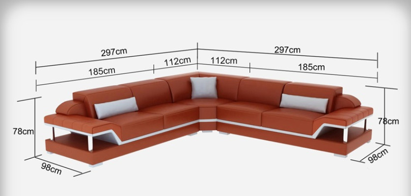 Leather sofa with USB seating landscape corner sofa corner suite design modern sofa G8004B
