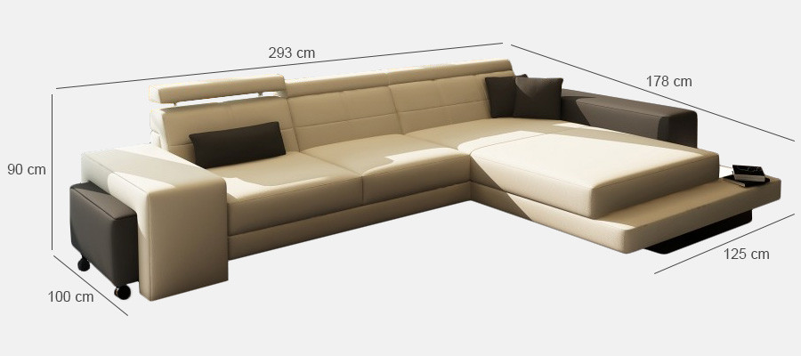 Corner sofa + USB upholstered sofa living landscape seating corner suite leather textile Geroda