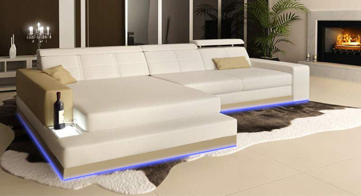 Leather sofa with USB living landscape corner sofa corner suite modern design sofa C4010B